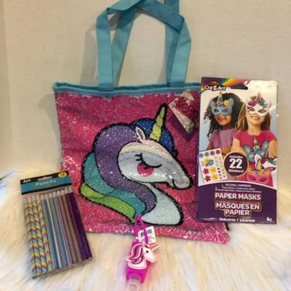 Unicorn Sequin Tote & Accessories Set